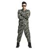 2Pcs/Set Lapel Long Sleeve Zipper Buttons Placket Cargo Coat Pants Men Multi Pockets Camouflage Print Work Training Outfit Male Clothing