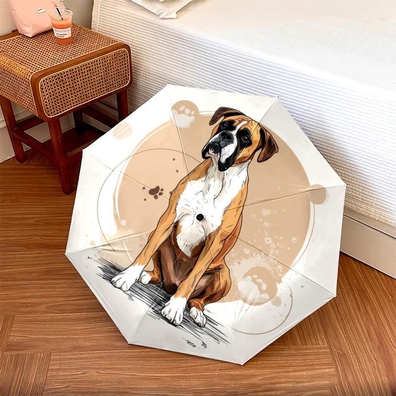 Perro con patrón de Hueso, paraguas de plegado automático, diseño portátil y plegable, 8 varillas, un regalo de Navidad o cumpleaños.
