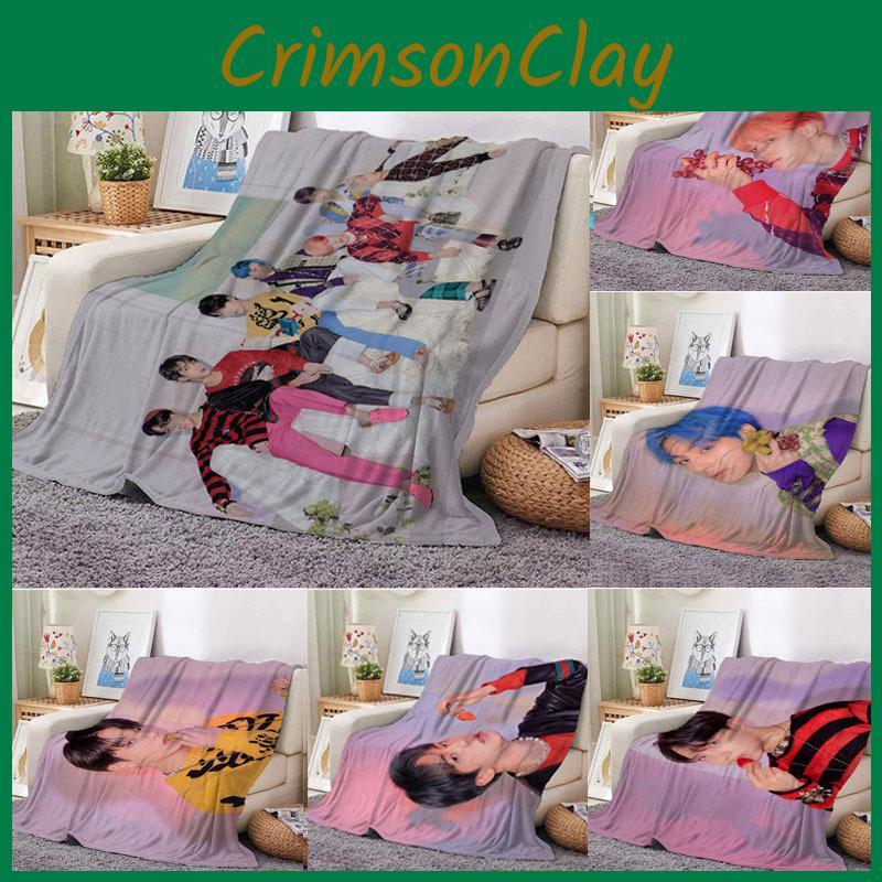 Character Bts Print Coral Fleece Sofa Air Conditioning Blanket Decoration Sofa