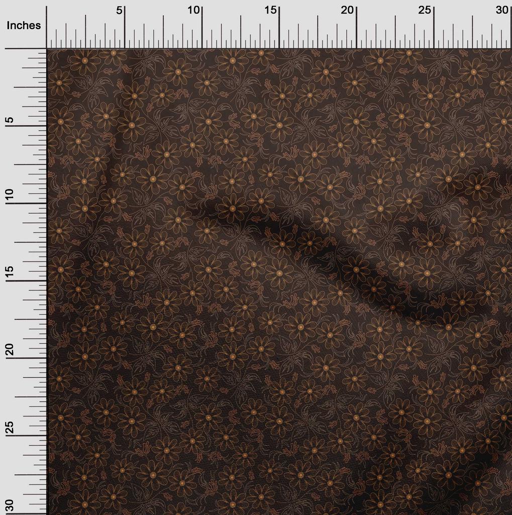 oneOone Cotton Flex Brown Fabric Floral Craft Projects Decor Fabric Printed By The Yard 40 Inch