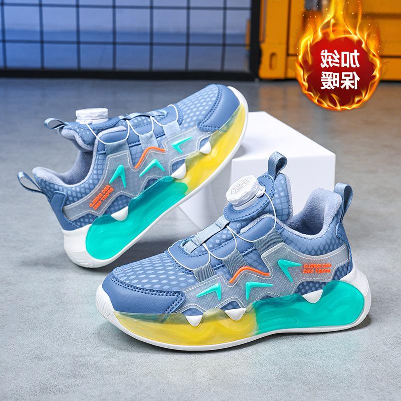 Girls' Cotton Winter Sports Shoes with Velvet Lining | 2025 Style | Medium & Large Sizes | Rotary Buckle | Warm Running Dad Sneakers