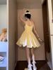 French Yellow Suspender Dress Children's Summer New Small Seaside Vacation Temperament Puffy Skirt