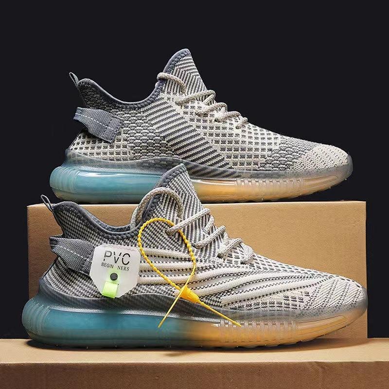 Transparent jelly sole casual shoes spring new fly-woven breathable running shoes fashionable men's sports shoes men's shoes