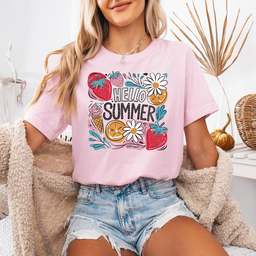Summer Vibes T-Shirt, Retro Beach Light Pink Shirt