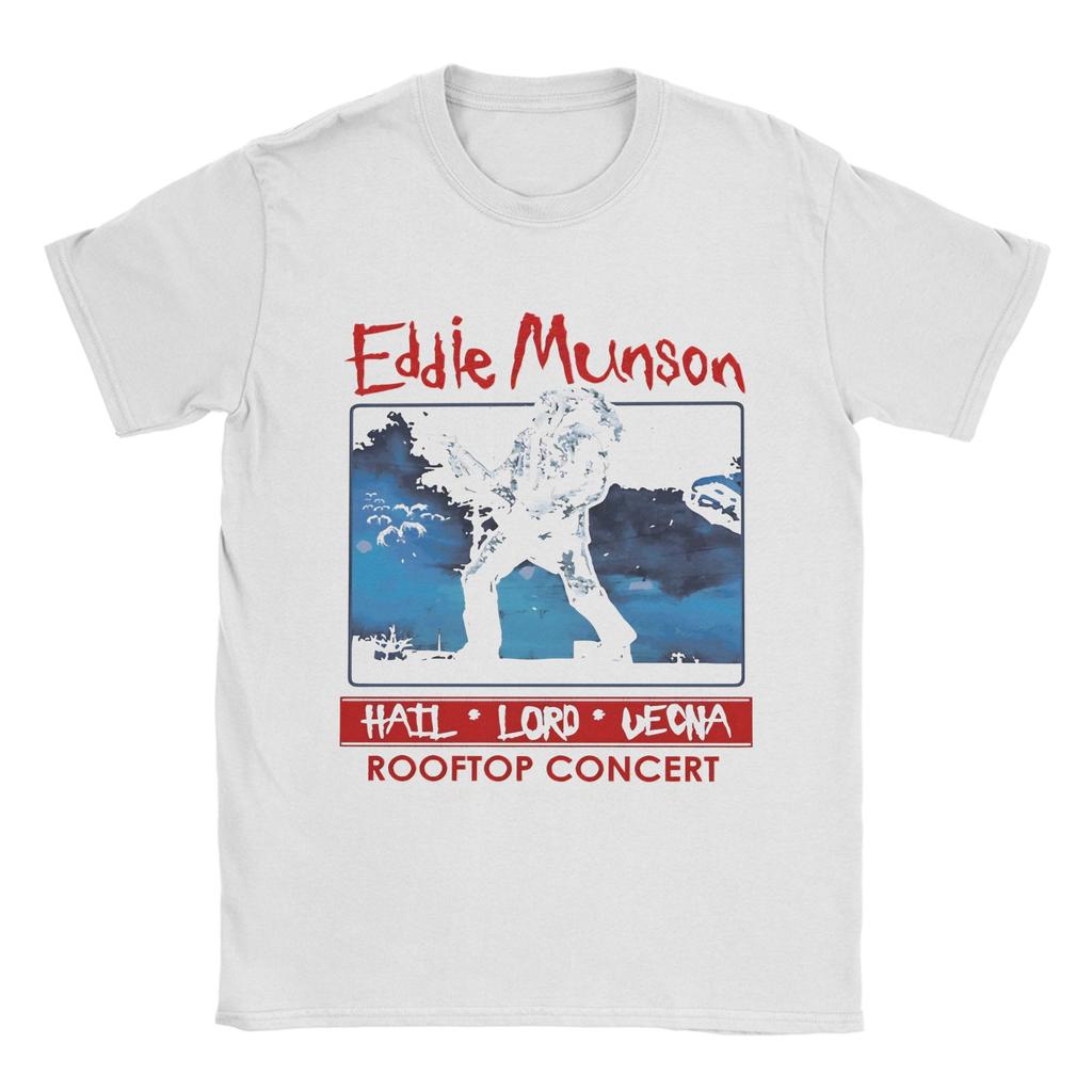 Unisexs TShirts Eddie MunsonS Rooftop Concert Leisure Pure Cotton Tee Short Sleeve Steve T Shirt Round Collar Clothes Gift Idea