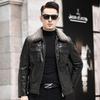 Winter New Oil Wax Cowhide Leather Jacket Men's Short Leather Jacket Fashion Casual Lapel Leather Jacket Youth