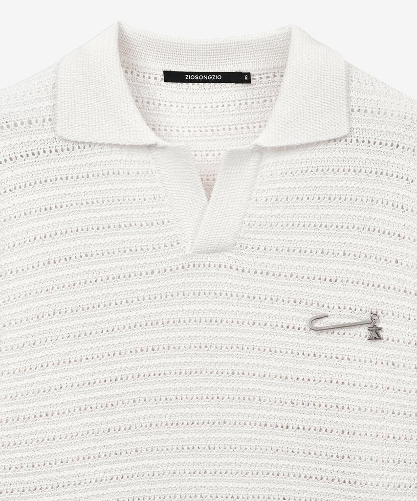 ZIOSONGZIO Tweed Open Collar Off-White Zi2Kt205Ow