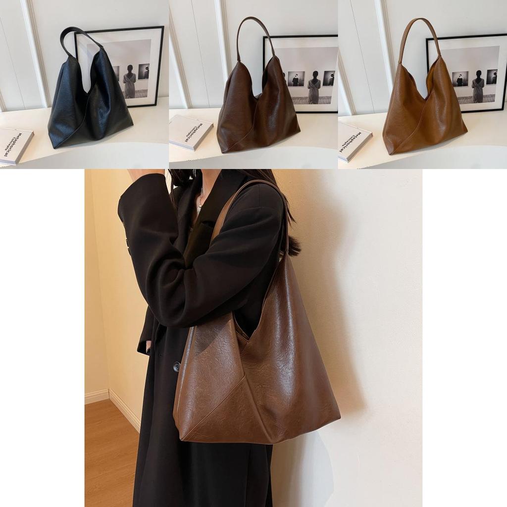 Solid Color Shoulder Bag For Women With Magnetic Closure And Large Capacity For Daily Use