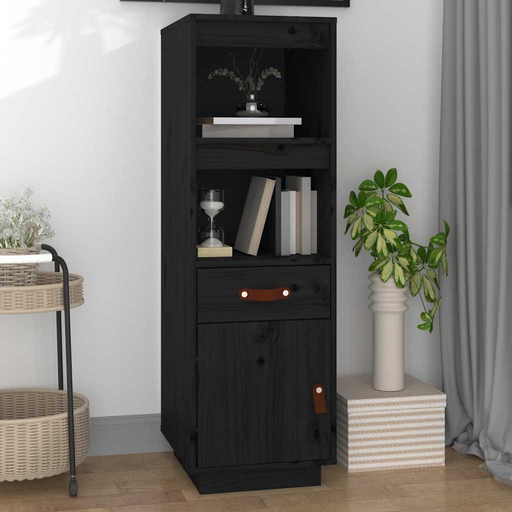 Vidaxl Kredens, Czarny, 34X40X108,5 Cm, Lite Drewno Sosnowe