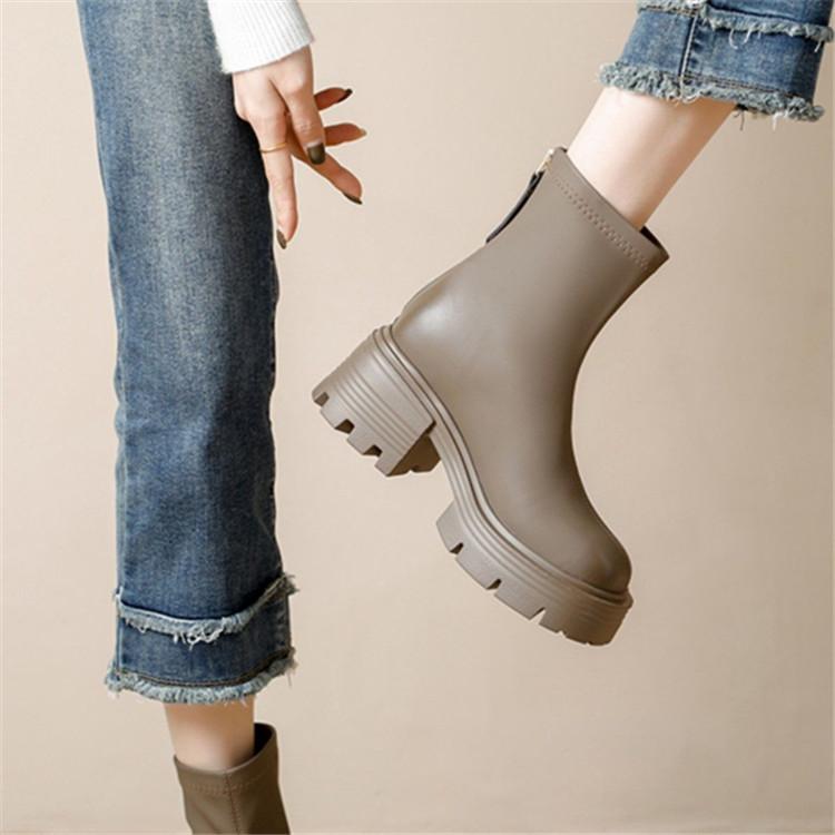 2025 new high-value small boots show height and thinness autumn and winter thin boots high-heeled Martin boots heightening short boots