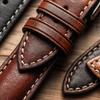WatchGecko Vintage Highley Italian Leather Watch Strap 20mm (Red Brown, Quick-Release)