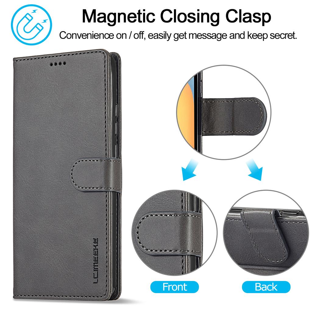 LC.IMEEKE For Xiaomi Redmi 13C 4G/5G/13R 5G/Poco M6 5G/Poco C65 4G Magnetic Phone Case Calf Texture Leather Wallet Cover