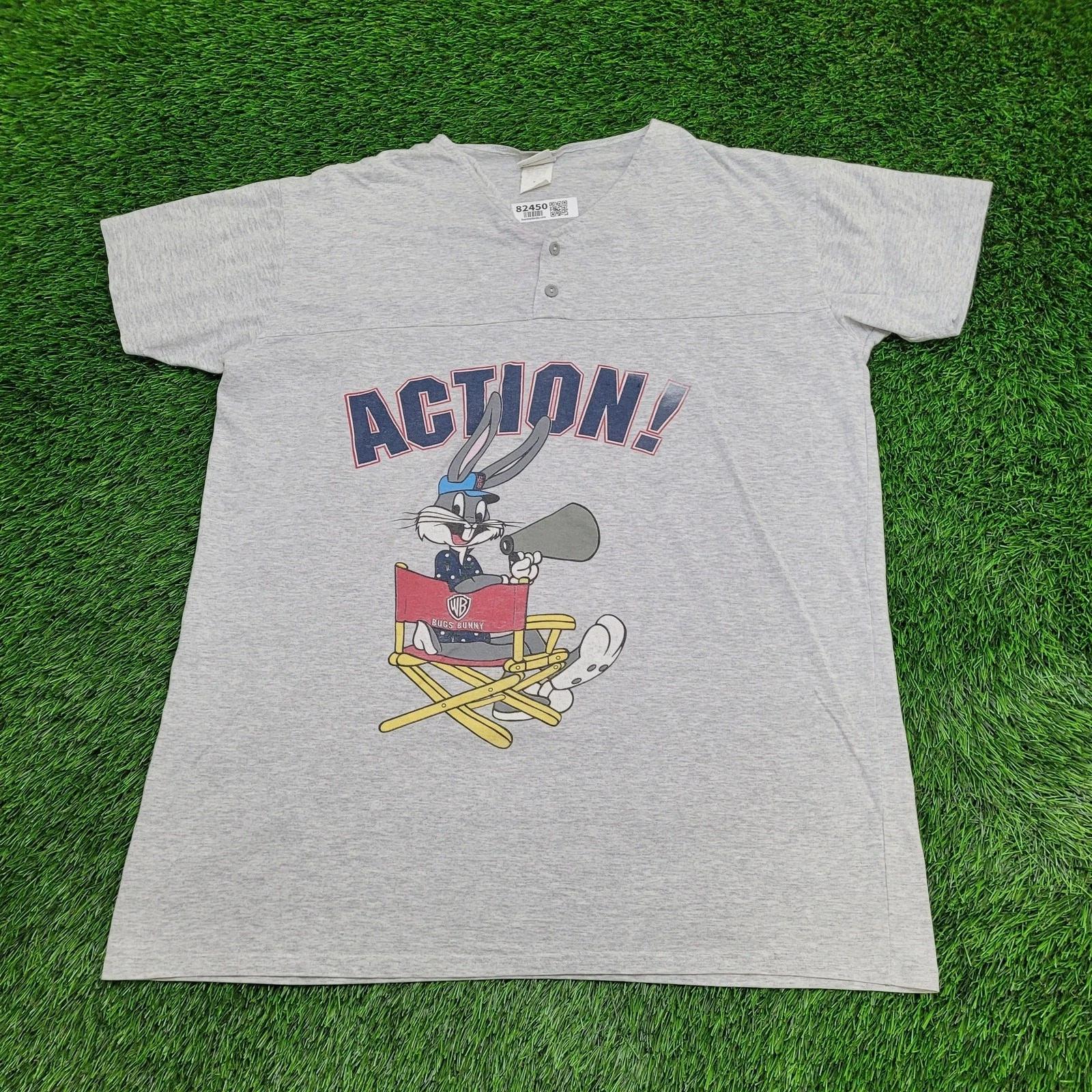 

Vintage 1991 Bugs-Bunny Henley Shirt 2XL 26x33 Looney-Tunes USA L