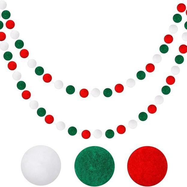 Colorful wool ball string flag, holiday decoration cross-border decoration high elastic wool ball flower