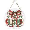 Festive plaid Christmas tree printed round wooden hanging plaque natural wood sign wall door decor indoor home holiday party ornament decoration