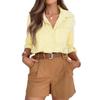 Women's Spring Autumn Striped Buttons Shirt Long Sleeve Casual Office Work Blouse Pocket Fashion Elegant Loose Simple Tops Vintage Clothing