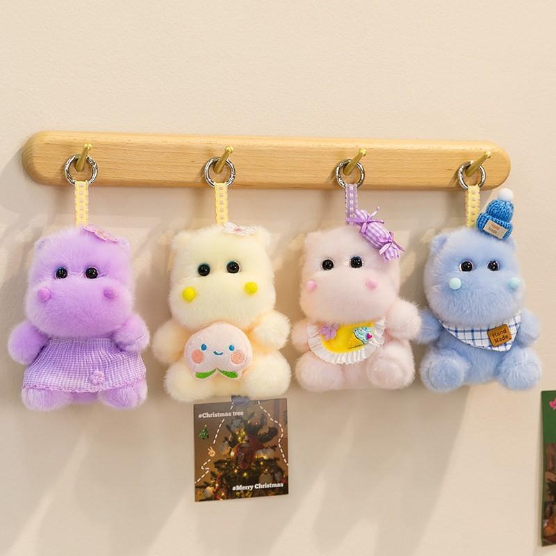 Plush Hippo Animal Soft Toy Desk Companion Bag Charm Gift For Kids