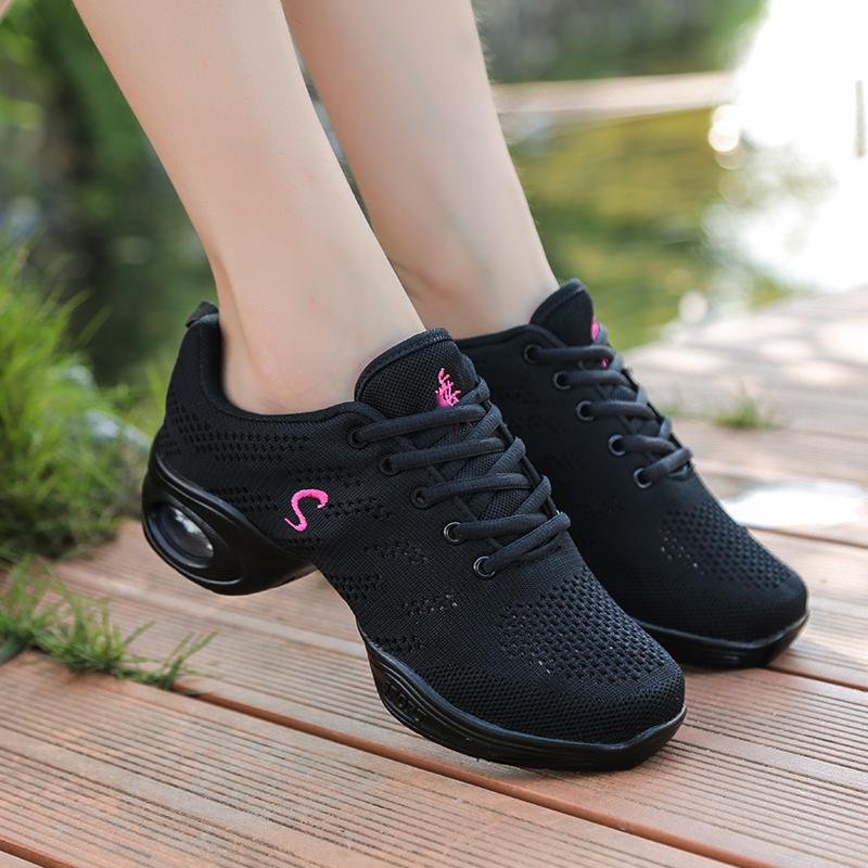 35-41 Modern Dance Shoes for Women, Soft Soled Mesh, Fly Woven Mid Heel Ballet Dance Shoes, Casual Shoes