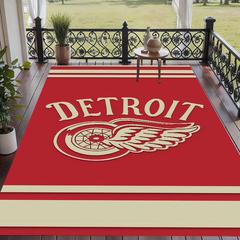 Soft Floor Carpet Detroit Red Wings Pattern Area Rug Decorative Mat For Home Room Decoration