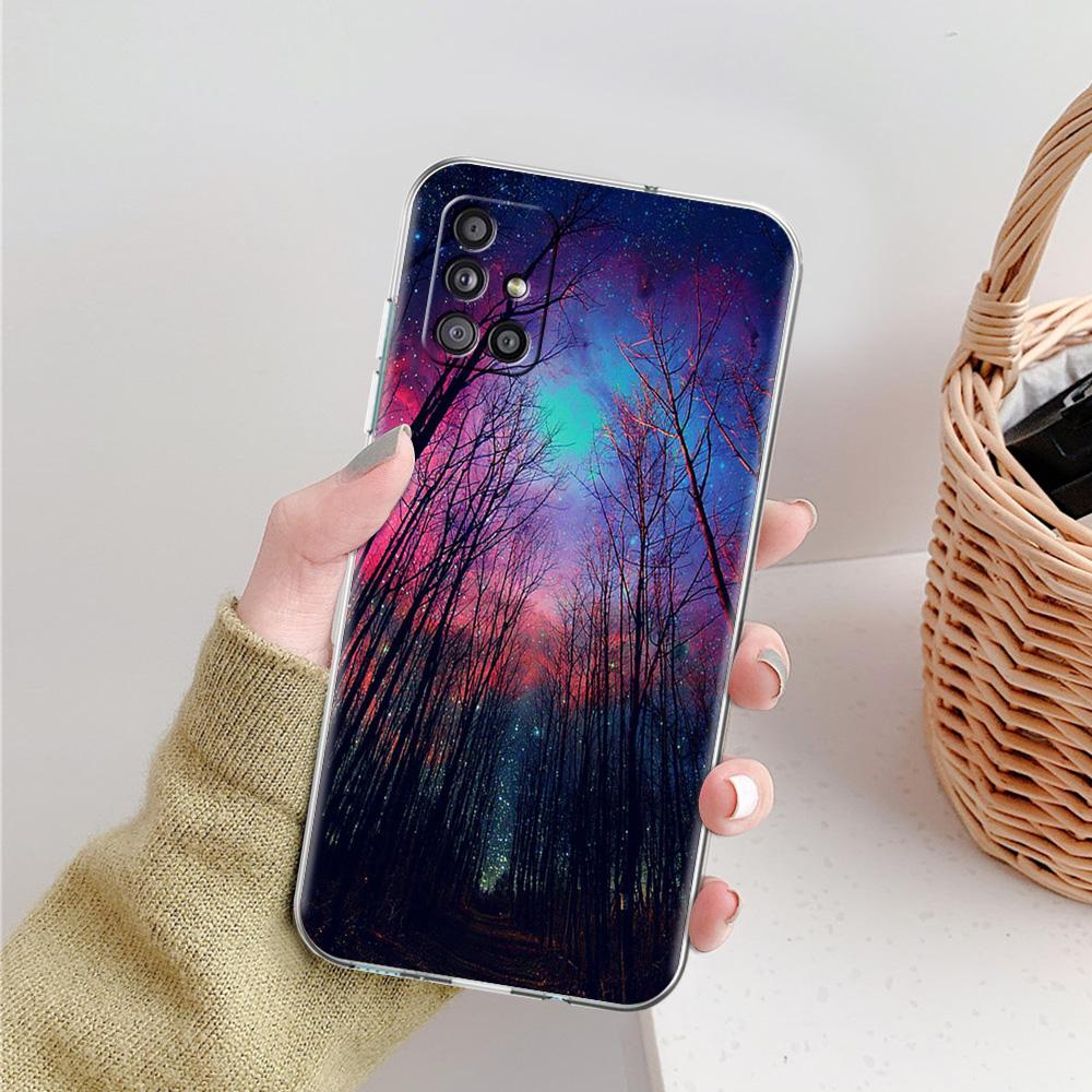Kryt na telefon Aurora Borealis Pro Samsung Galaxy A51 A71 A21S A12 A11 A31 A41 A52 A32 5G A72 A01 A02S Měkký silikonový průhledný kryt
