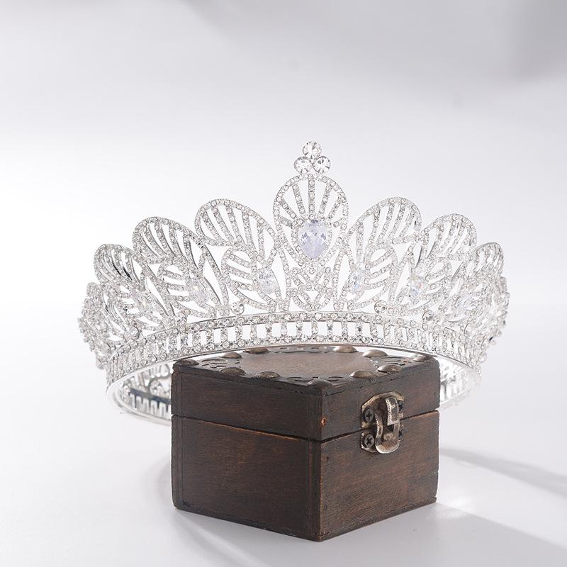 

Свадебная тиара в стиле барокко с золотым цирконием, круглая корона, свадебные аксессуары для волос