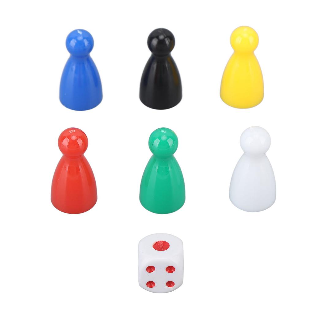 30PCS 6 Color Chess Pieces 5PCS 6 Sided Dice Plastic Chess Game Pieces Dice Set for Board Game