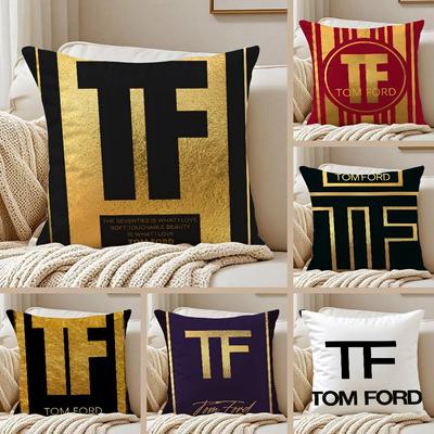 Popular T-Tom F-Ford Luxury Goods Pillow Case Anti-dustmite Pillowcase Invisible Zipper Silky Short Plush Sofa Cushion Cover