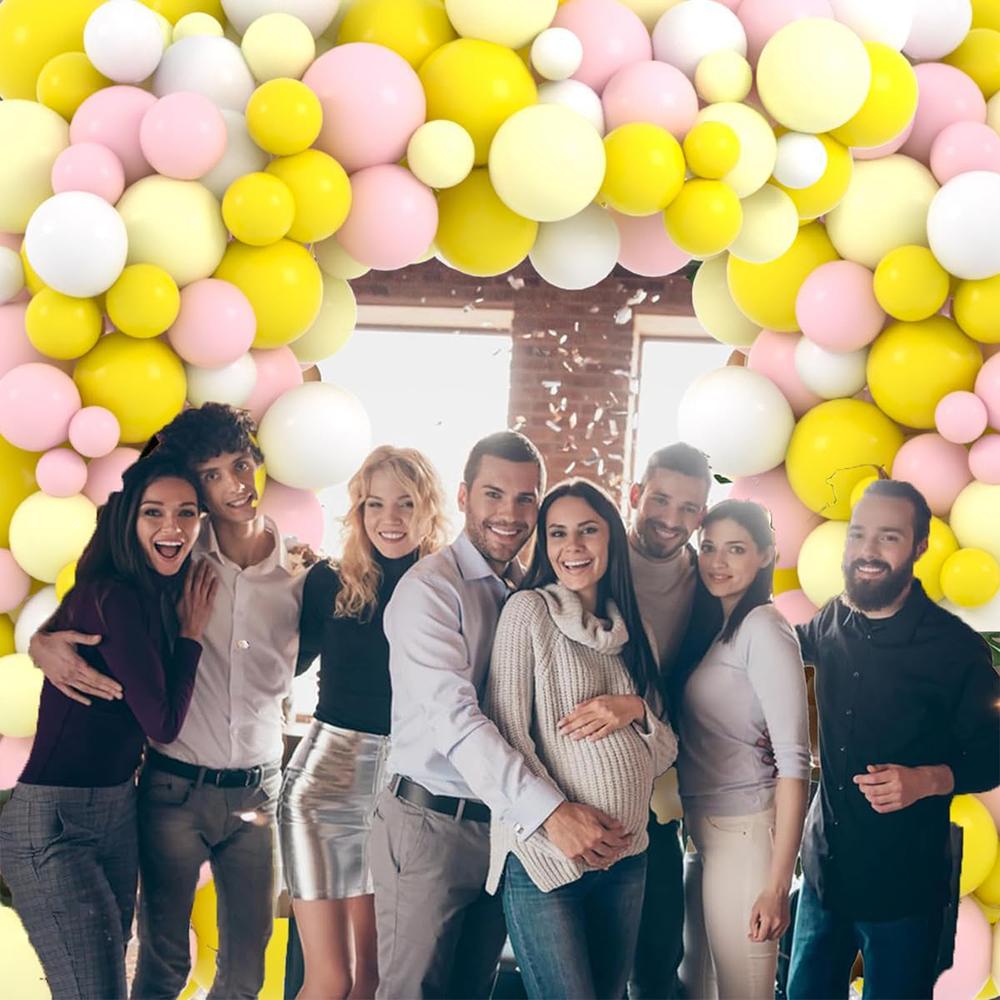 Pastel Yellow Pink Balloons Garland Kit Yellow White Balloon Arch Wedding Anniversary Home Birthday Party Baby Shower Decoration