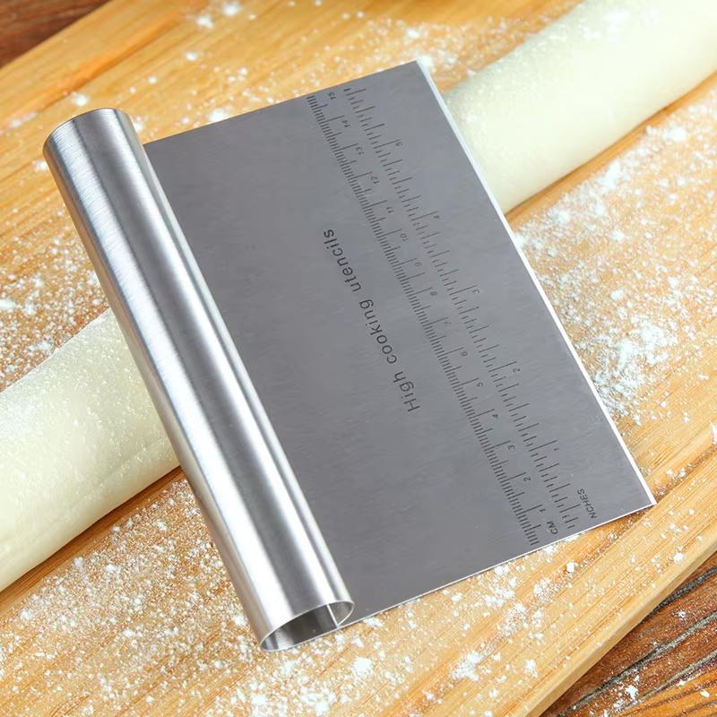 Stainless Steel Dough Pastry Scraper Pizza Cutter Chopper With Measuring Scale Multipurpose Cake Bread Separator Scale Knife