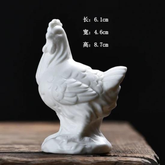 Cute Pure White Porcelain Chicken Figurines  Cute Animal Statue  Home Decoration  Bonsai Micro Landscape  Small Ornaments