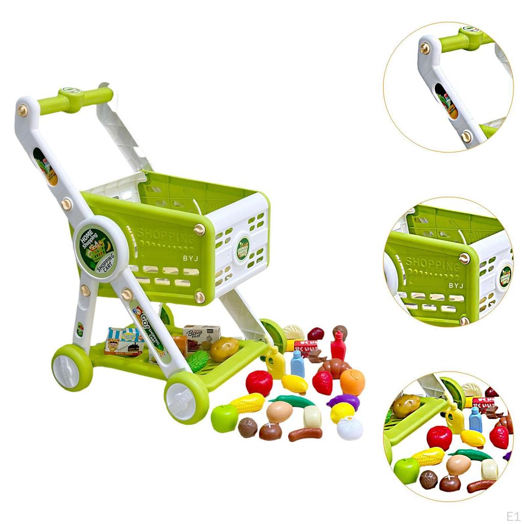 Mini Shopping Cart Toy Role Playing with 30 Play Accessory Creative Toys Multifunctional Kids