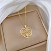 Edelstahl-Kettenhalsketten für Damen Doppelherz mit Zirkonia Mama-Anhängerhalskette Trendiger Halsreif Schmuck Geschenke für Freunde