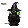 Atmosphärische Beleuchtung für Schlafzimmer Schwarze Katze Hexenhut Tischlampe, mit verträumtem lila Licht, dunkle Ästhetik Gothic Ornament Retro Halloween Ornament,
