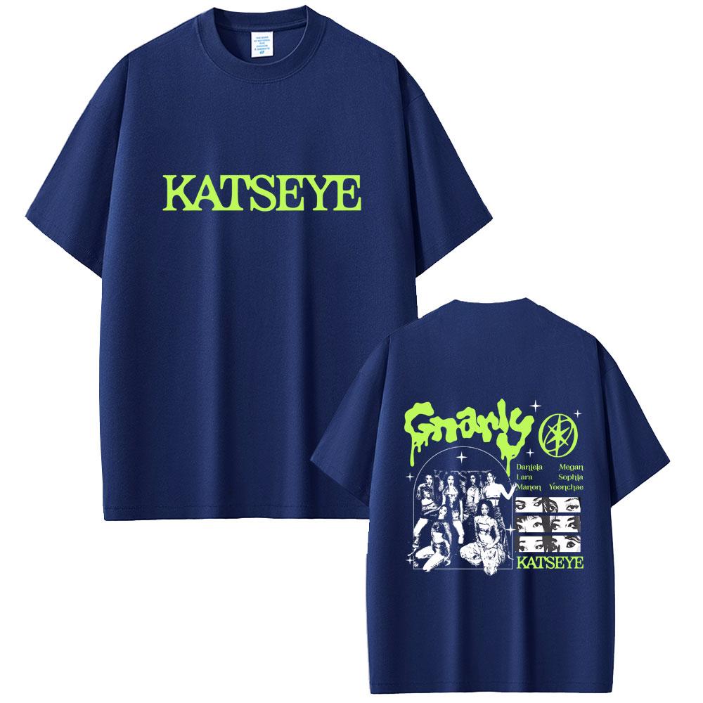 Korean Girl Group KATSEYE Gnarly Pattern Tshirt Summer Casual Soft Cotton Tshirt for Men Women Fashion Retro Oversized Tshirt