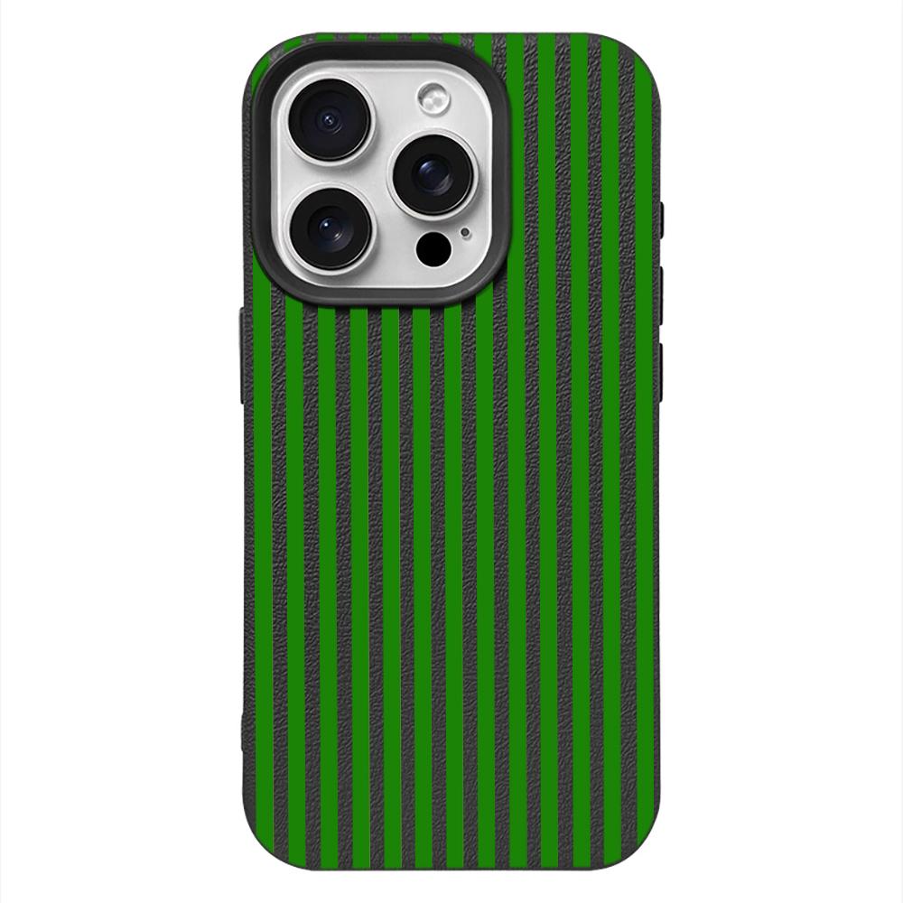 Green Black Stripe Shockproof Phone Case for iPhone 17 17E 16 15 14 13 12 11 Pro Max Y2K Stylish Durable Protective Cover