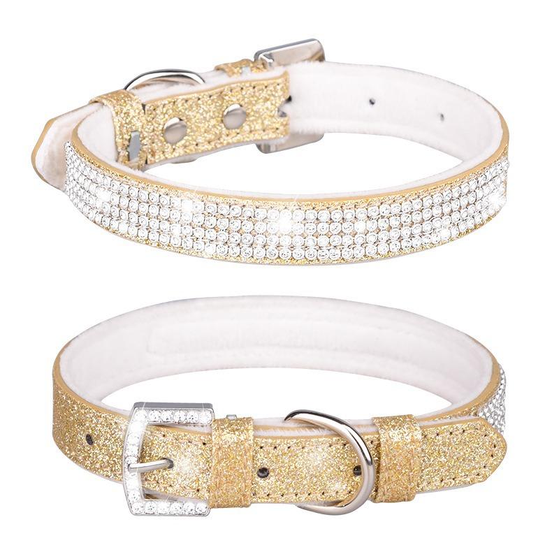 Dog collar Shiny rhinestone Dog collar Soft and comfortable Suitable for large, medium and small dogs Fashion pet collar