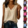 Women Sleeveless V Neck Casual Tank Top Lightweight Linen Blouse Summer Shirt with Pleated Front Design for Daily Wear