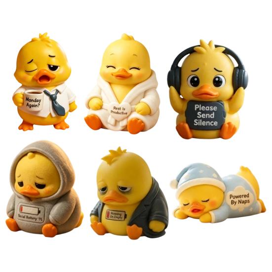 Creative Desktop Accessory Emotional Support Duck Figurine, Resin Yellow Ornament, Decorative Craft for Office Cute Statue Home Desk Decor Figurine