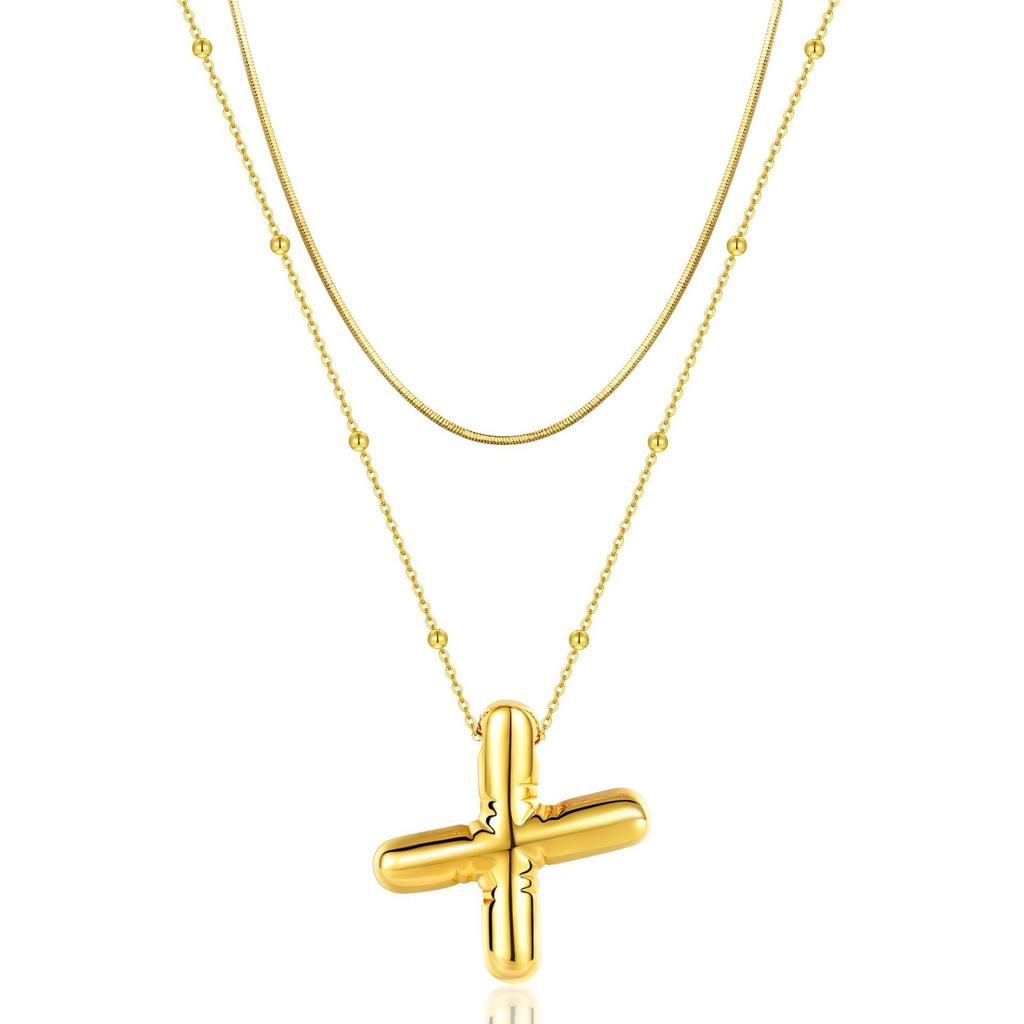 14K Double Round Snake Bone Chain Bead Chain Biscuit Balloon Letter Neck Chain Bubble Letter Foam Letter Necklace
