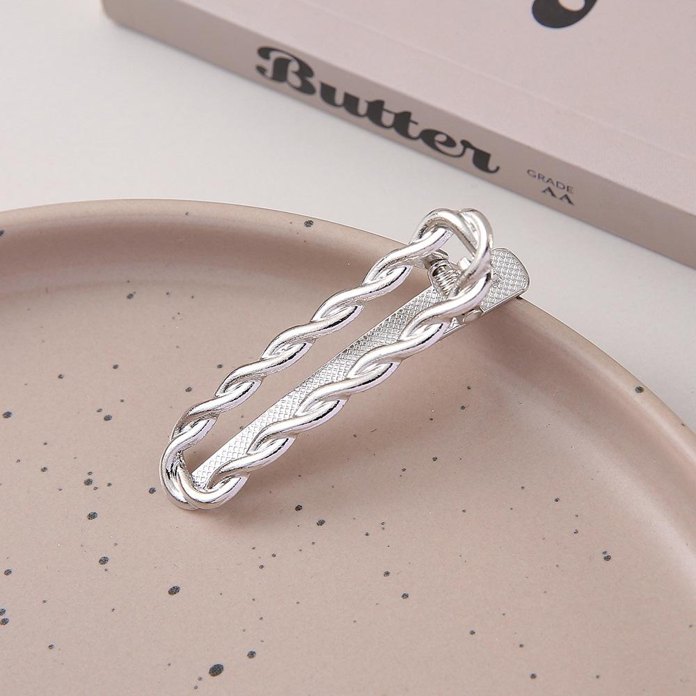 3pcs Metal Cutout Hair Clip Duck Beak Clip Square Clip Pearl Clip Diy Hair Accessories