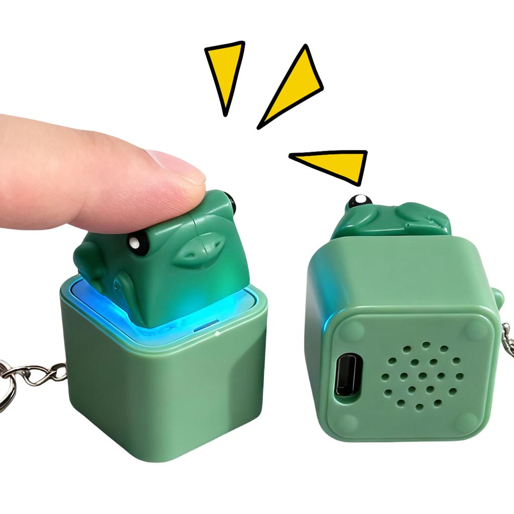 1Pcs Rechargeable Frog Croaking Keychain with Sound LED Lights Keyboard Clicker Frog Fidget Toys for Kids Adults Boys Girls Gift