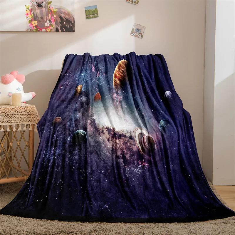 Space Blanket for Boys Kids Girls Fleece Throw Blanket with Galaxy Design for Bed Sofa Couch Soft Blanket Space Room Decor Gift