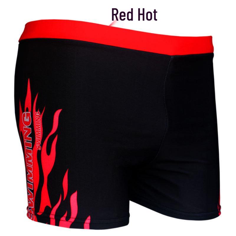 Men's Quick-Drying High-Waisted Flame Swim Trunks - Comfortable Boxer Briefs