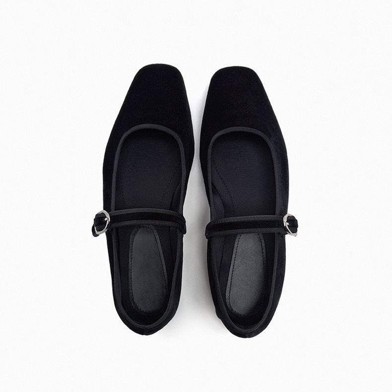 () Z... New Women's Shoes 2025 Square Head Fleece with Lightweight Flat Ballet Shoes French Shoes
