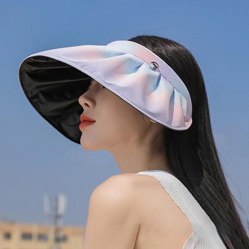 1PC Sunshade Hat Fashion Empty Top Hat Foldable Women Dual Use Big Brim Summer UV Protection Hair Hoop