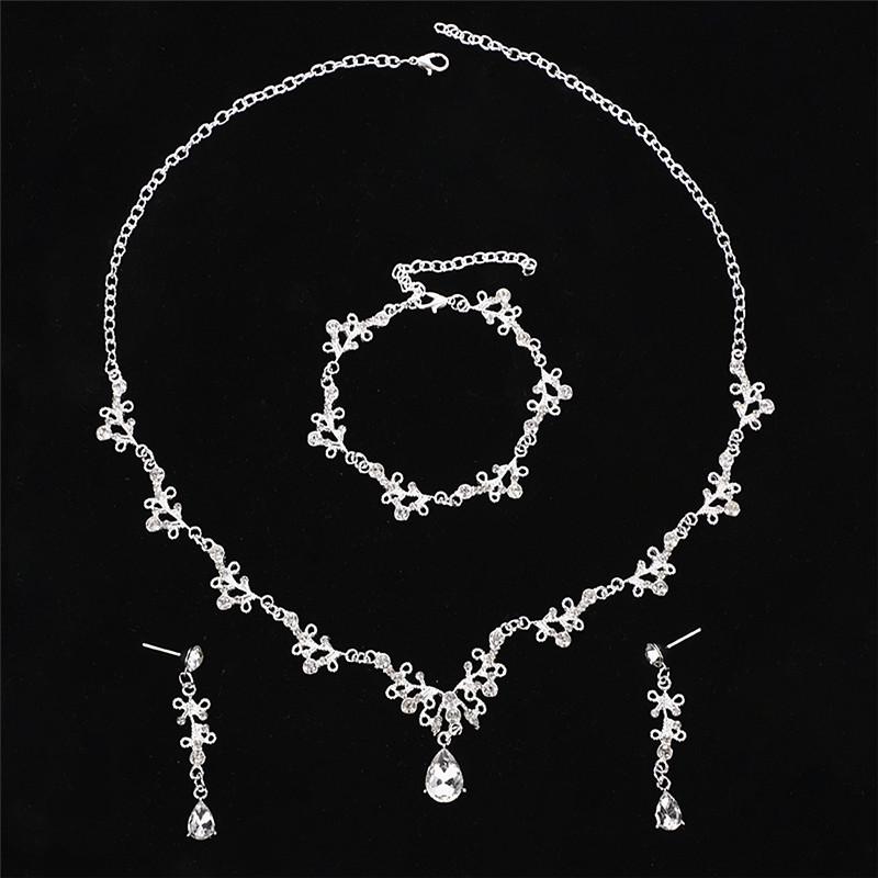 Elegant Bridal Jewelry Set: Diamond Necklace, Bracelet & Earrings
