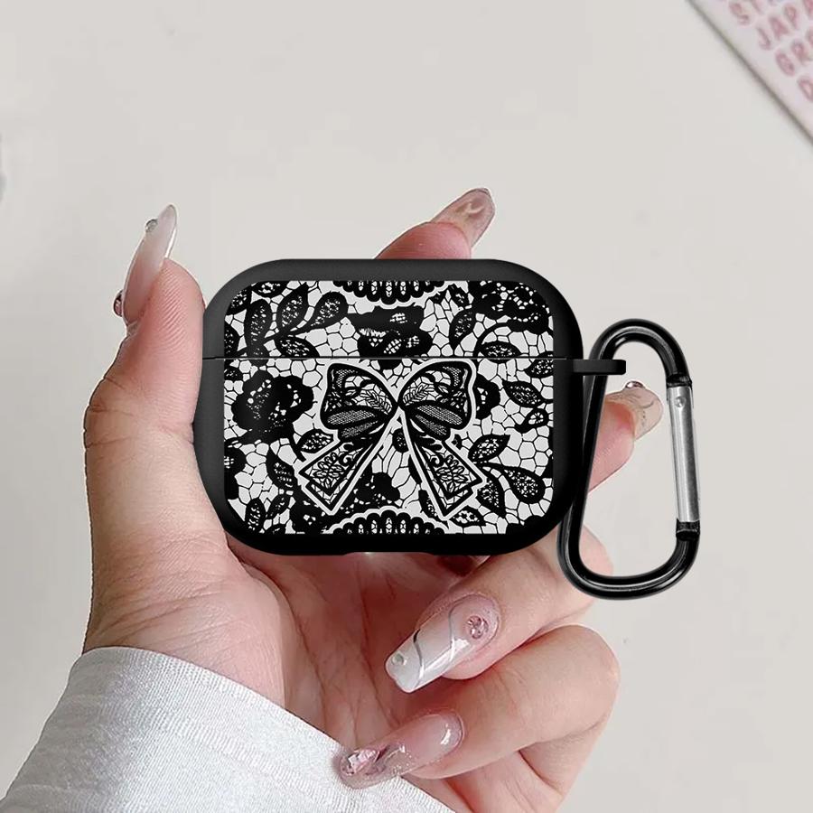 

Case For Airpods Pro 3 2 Pro2 Pro3 1 4 Earphone Cases Cover Black Lace Fashion Cool Airpods 3