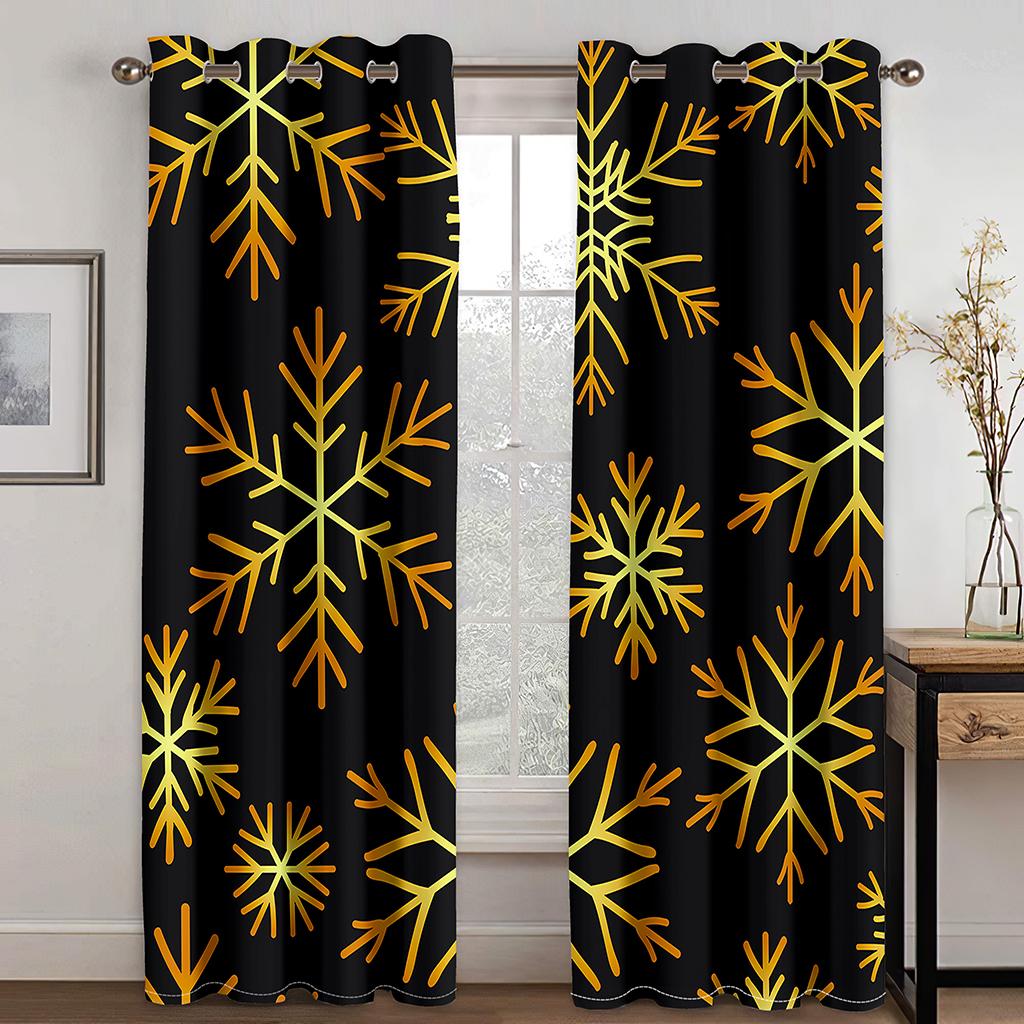 

Рождественские украшения занавес 3D мультфильм Санта-Клаус Рождественская елка полиэстер ткань занавес снеговик узор праздничная атмосфера W132cm x H160cm&Grommet