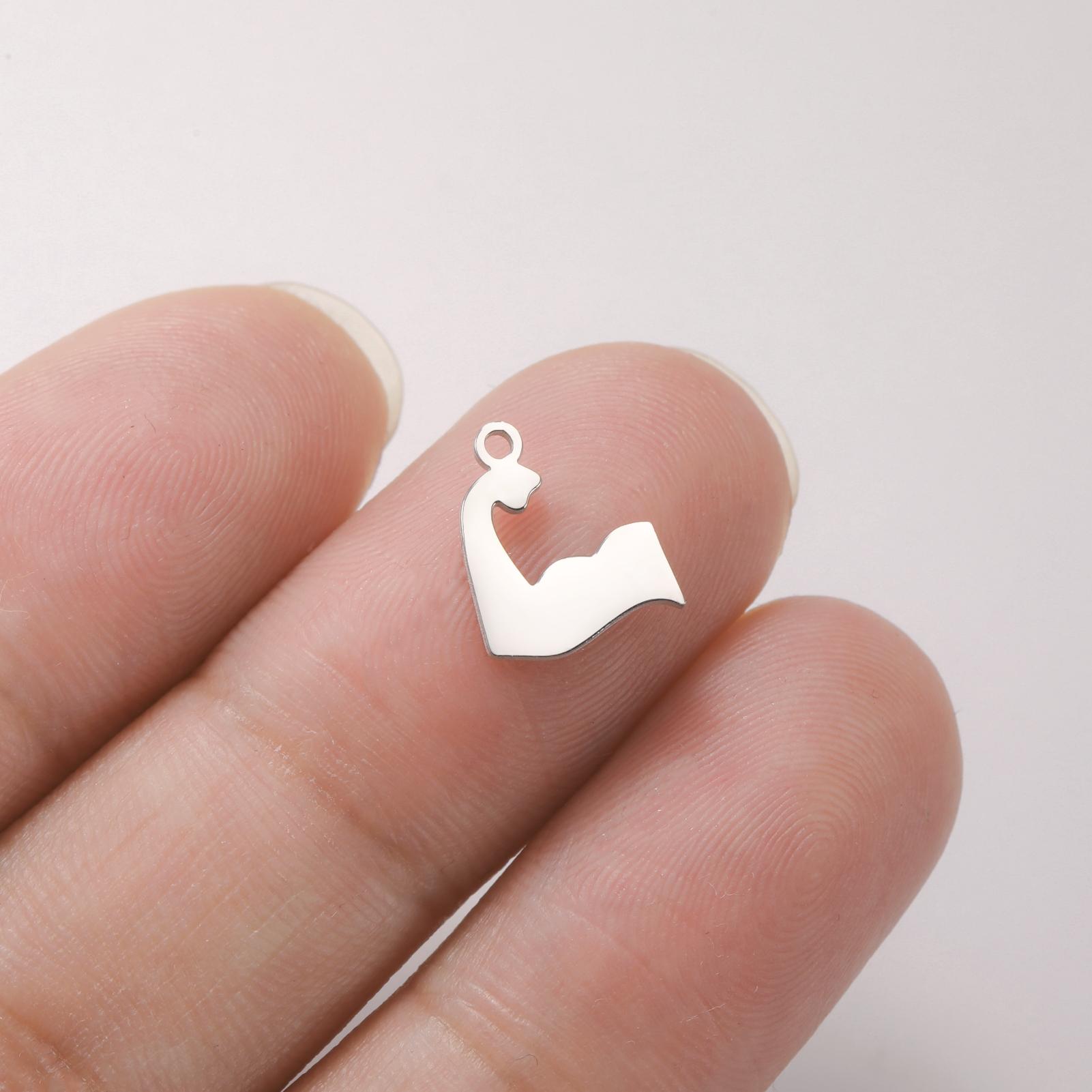 

Teamer 5pcs/lot Sports Gym Stainless Steel Charms Barbell Weightlifting Run Pendant for Jewelry Making DIY Father s Day Gift
