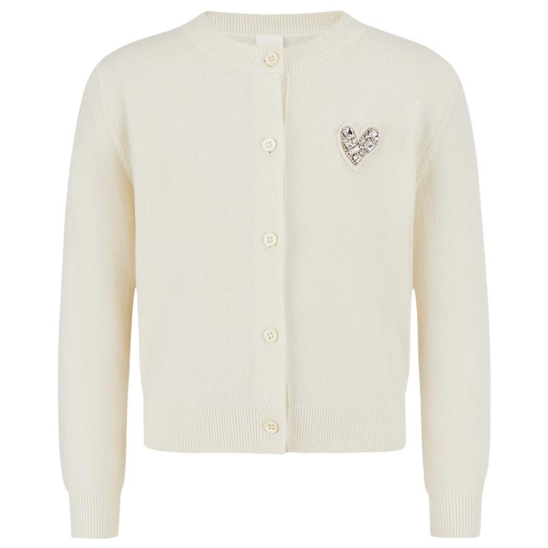 little MO&Co. Girls Rhinestone Merino Wool Cardigan Sweater 100